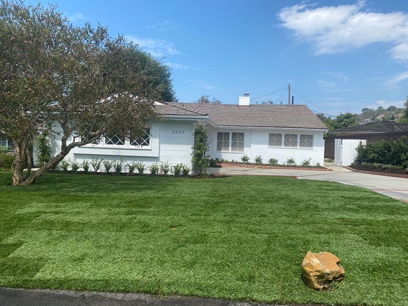Front yard of residential landscape installation