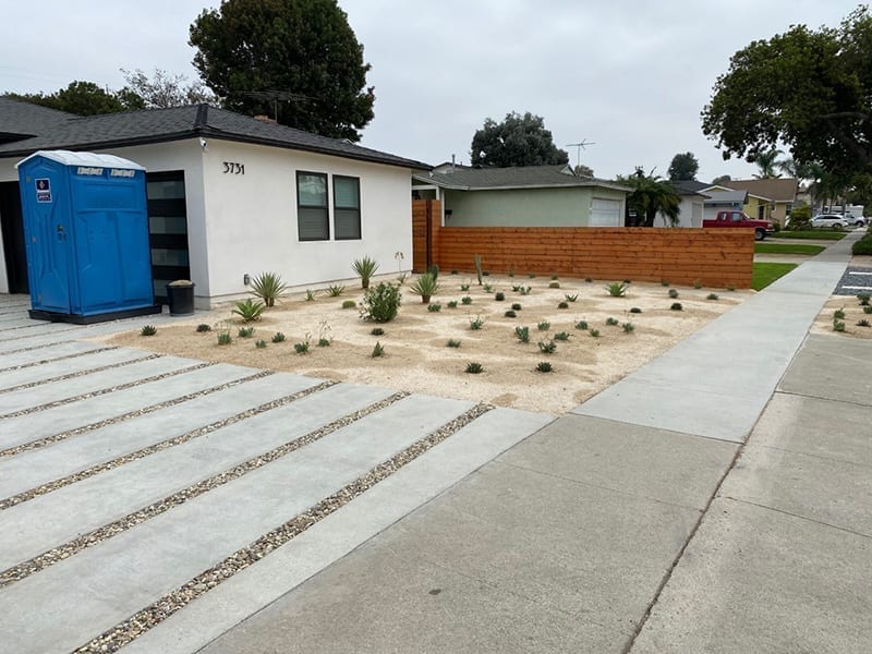 Residential landscaping installation in process